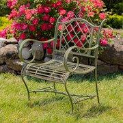 Zaer Ltd. International "Stephania" Victorian-Style Iron Garden Armchair in Antique Green ZR090518-GR