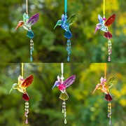 Zaer Ltd. International Pre-Order: Five Tone Acrylic Hummingbird Ornaments w/Tassels in 6 Asst. Colors ZR520516