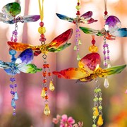 Zaer Ltd. International Pre-Order:Five Tone Assorted Hanging Acrylic Butterfly Ornaments w/Beaded Tassel ZR520716-SET