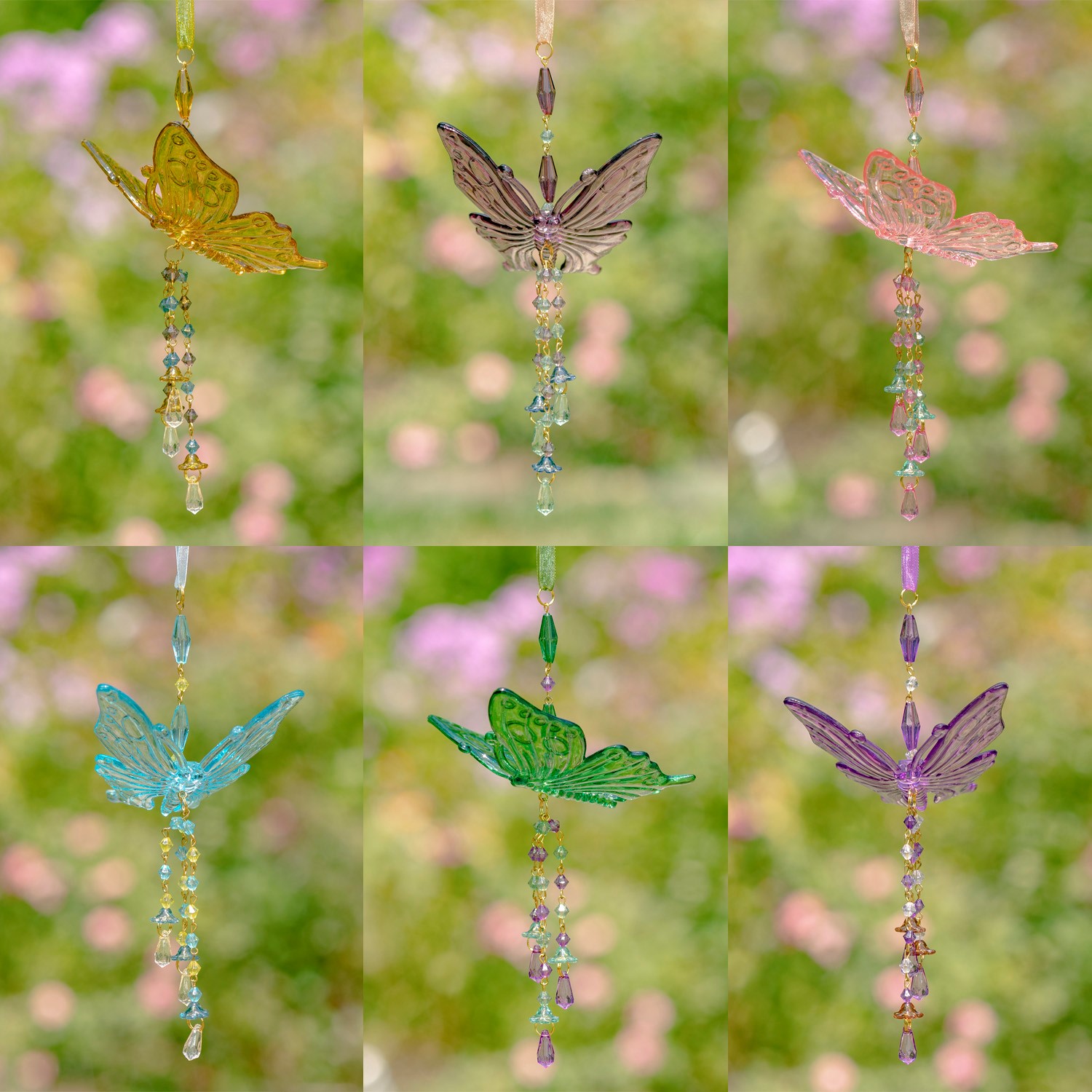 Zaer Ltd. International Short Acrylic Butterfly Ornaments in Six Assorted Colors ZR110911-3