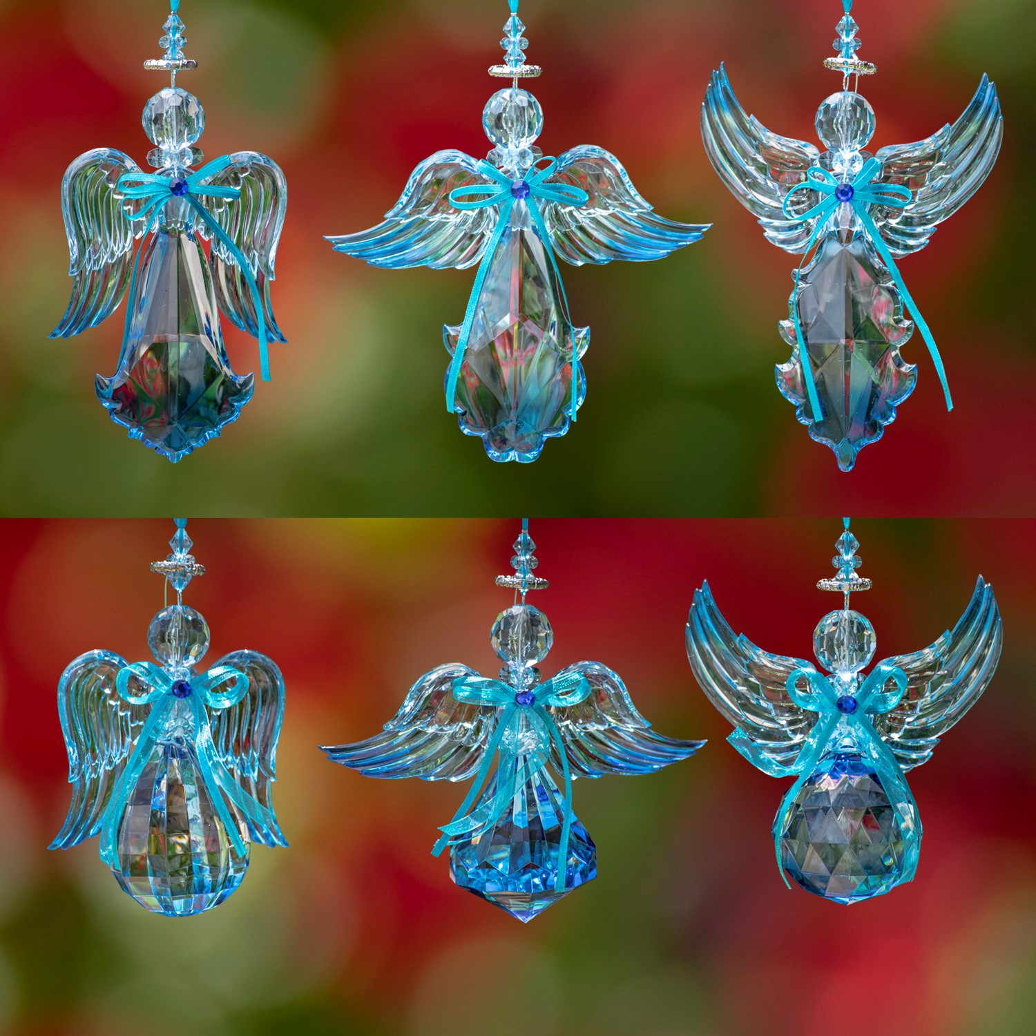 Zaer Ltd International Hanging Blue Acrylic Angel Ornaments in 6 Assorted Styles ZR503515