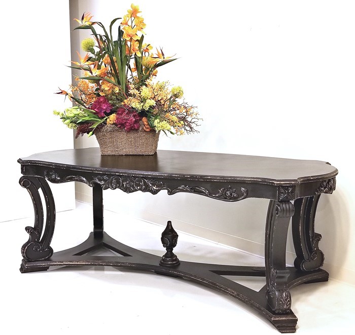 Zaer Ltd International Parisian-Style Large Oval Wooden Table in Antique Black ZR700304-BK
