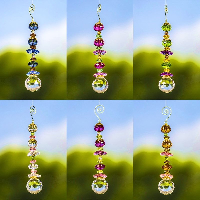 Zaer Ltd. International 8" Long Acrylic Crystal Ball Hanging Decorative Ornaments in 6 Assorted Colors ZR031913-2