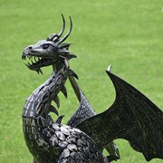 Zaer Ltd International 4.5 ft. Tall Large Iron Dragon Statue with Curly Tail " Igor" ZR170266 View 2