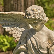 Zaer Ltd International Pre-Order: 45"T Standing Magnesium Angel Statue with Open Wings in Grey "Ariel" ZR225145-GY View 2