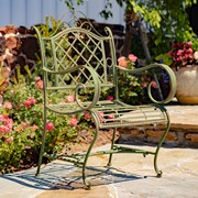 Zaer Ltd. International "Stephania" Victorian-Style Iron Garden Armchair in Antique Green ZR090518-GR View 3