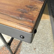 Zaer Ltd International Classic Wooden Top Iron Table with Metal Trim ZR100009 View 3