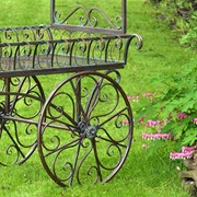 Zaer Ltd. International Pre-Order: "Tusheti" Large Iron Flower Cart with Roof in Antique Bronze ZR180522-BZ View 3