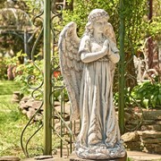 Zaer Ltd International Pre-Order: 36" Tall Praying Magnesium Angel Statue in Antique Grey "Gabriella" ZR252316-GY View 3