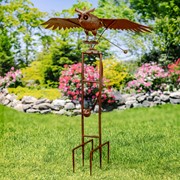 Zaer Ltd International 76" Tall Large Iron Rocking Owl with Moving Wings Garden Stake in Rust "Winslow" ZR156006-RS View 4