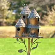 Zaer Ltd International 76.75" Tall Country Style Multi-Home Iron Birdhouse Stake "Pipersville" ZR182433 View 4