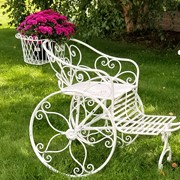 Zaer Ltd International Pre-Order: 50.5" Tall Iron Tricycle Plant Stand with Flower Baskets "Stephania" ZR170735-AW View 4
