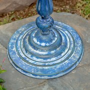 Zaer Ltd International 28.75" Tall Round Pedestal Birdbath with Bird Details in Antique Blue ZR181173-BL View 4