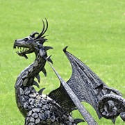 Zaer Ltd International 4.5 ft. Tall Large Iron Dragon Statue with Curly Tail " Igor" ZR170266 View 5