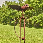 Zaer Ltd International 76" Tall Large Iron Rocking Owl with Moving Wings Garden Stake in Rust "Winslow" ZR156006-RS View 5