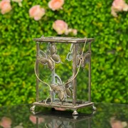 Zaer Ltd International Set of 2 Rectangular Glass Butterfly Lanterns in Frosted Gold ZR630608-FGS View 5