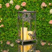 Zaer Ltd International Set of 2 Rectangular Glass Butterfly Lanterns in Frosted Silver ZR630608-FSS View 5