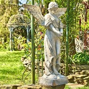 Zaer Ltd International Pre-Order: 45"T Standing Magnesium Angel Statue with Open Wings in Grey "Ariel" ZR225145-GY View 5