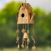 Zaer Ltd. International Set of 6 Assorted Style Hanging Antique Copper Color Birdhouse Wind Chimes LS132817 View 6