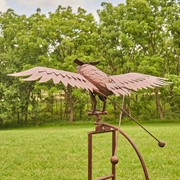 Zaer Ltd International 76" Tall Large Iron Rocking Owl with Moving Wings Garden Stake in Rust "Winslow" ZR156006-RS View 6