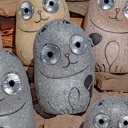 Zaer Ltd International Set of 3 Solar "Rock" Cats with Light Up Eyes in Three Assorted Colors VA100003 View 6