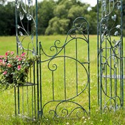 Zaer Ltd International "Stephania" 8ft. Tall Garden Gate Arch with Side Plant Stands in Light Blue ZR180830-LB View 6
