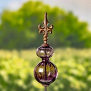 Zaer Ltd International 55" Tall Glass Globe Iron Garden Stake in 6 Assorted Colors ZR111444 View 7