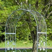 Zaer Ltd International "Stephania" 8ft. Tall Garden Gate Arch with Side Plant Stands in Light Blue ZR180830-LB View 7