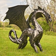 Zaer Ltd International Pre-Order: 6 ft. Tall Large Metal Dragon Statue "Angry Ira" ZR190858 View 7