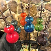 Zaer Ltd International 55" Tall Glass Globe Iron Garden Stake in 6 Assorted Colors ZR111444 View 8