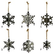 Zaer Ltd International Set of 6 Hanging Galvanized Folding Snowflakes with Bells ZR731170-SET View 8