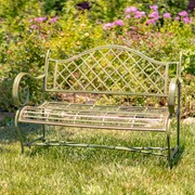 Zaer Ltd. International Pre-Order: "Stephania" Victorian-Style Iron Garden Bench in Antique Green ZR090517-GR
