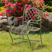 Zaer Ltd. International Pre-Order: "Stephania" Victorian-Style Iron Garden Armchair in Antique Green ZR090518-GR