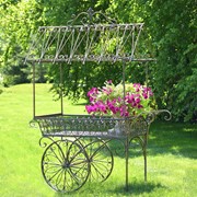 Zaer Ltd. International 7.9ft. Tall Antique Style Iron Flower Cart in Antique Bronze "Paris 1968” ZR154079-BZ