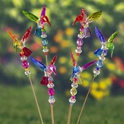 Zaer Ltd. International 22" Tall Five Tone Acrylic Hummingbird Pot Stakes in 6 Assorted Colors ZR203116-SET