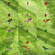 Zaer Ltd. International Three Tone Hanging Acrylic Dragonfly Ornaments with Flowers in 6 Assorted Colors ZR506316