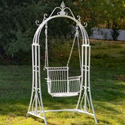 Zaer Ltd International "Oasis" Iron Garden Swing Chair in Antique White ZR160144-AW