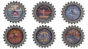 Zaer Ltd International Set of 6 Vintage Style Muscle Car Gear-Shaped Iron Wall Clocks VA612260