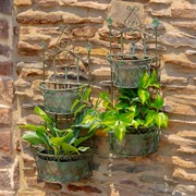 Zaer Ltd International Set of Dual Wall Hanging Planters with Removable Baskets in Green "London 1820" ZR161262-VG