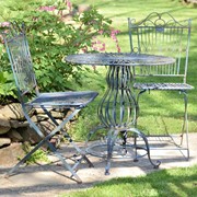 Zaer Ltd International Three Piece Metal Bistro Set with 2 Folding Chairs & Round Table in Cobalt Blue ZR191499-FBS