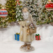 Zaer Ltd International 37" Tall Olde World Santa Claus Holding Christmas Tree & Basket (Tan Cloak) ZR117654