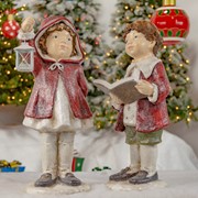 Zaer Ltd International Set of 2 Christmas Tushkas in Red Cloaks with Book & Lantern ZR117605