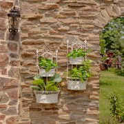 Zaer Ltd International Set of Dual Wall Hanging Planters with Removable Baskets in White "London 1820" ZR161262-AW