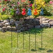 Zaer Ltd International 55" Tall Glass Globe Iron Garden Stake in 6 Assorted Colors ZR111444