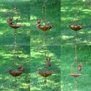 Zaer Ltd. International Pre-Order: Set/6 Assorted Animal Hanging Umbrella Birdfeeder Wind Chimes in Rust ZR777107-RSS
