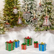 Zaer Ltd International Set of 7 Large Galvanized Jingle Bells with Ribbon and Rope ZR175353-SET