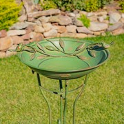 Zaer Ltd International 31" Tall "Two Birds" Iron Birdbath with Verdi Green Finish ZR180387-VG