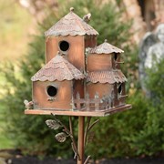 Zaer Ltd International Pre-Order: 73.75"T Country Style MultiHome Iron Birdhouse Stake "Plumsteadville" ZR182431