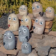 Zaer Ltd International Set of 3 Solar "Rock" Cats with Light Up Eyes in Three Assorted Colors VA100003-SET