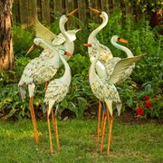 Zaer Ltd International Set of 6 Assorted Style Great White Heron Metal Yard Figurines ZR801809-SET